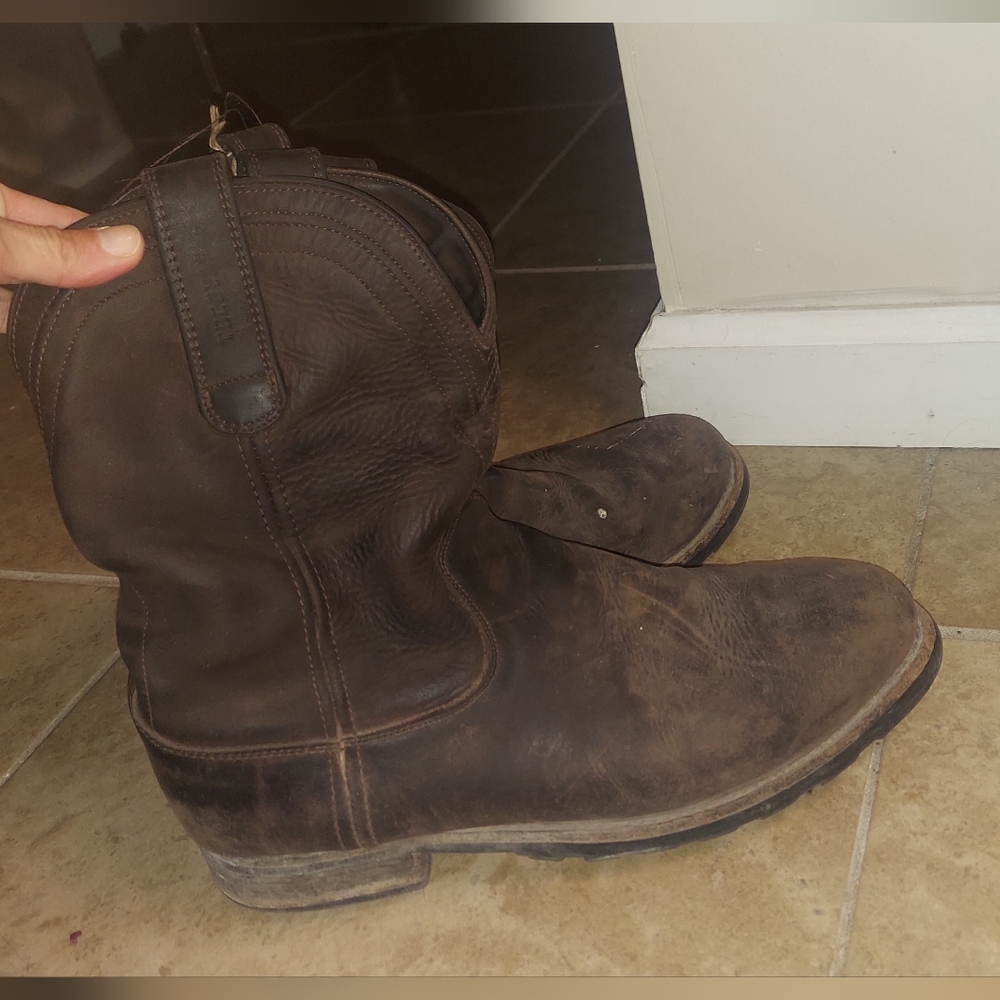 Tecovas Stockton Ranch Wear Roper Boots Distressed Brown Leather Men's Size 12